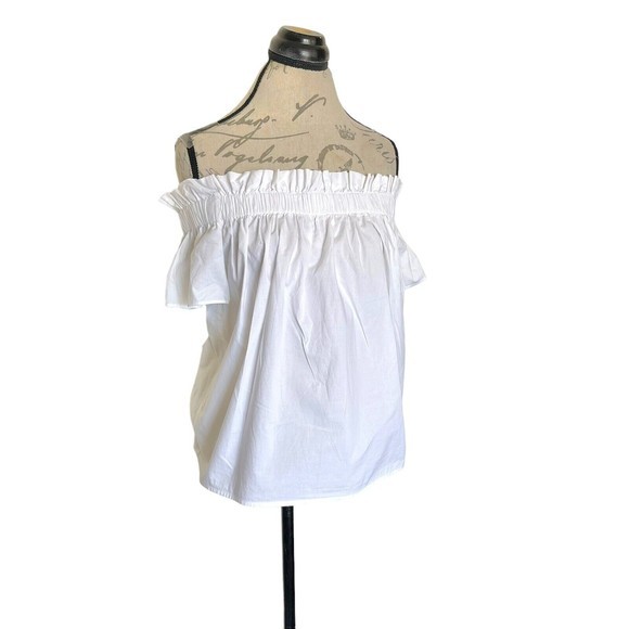 Gap Womens Off Shoulder White Blouse Ruffled Cotton Short Sleeve Size Small - Picture 2 of 12